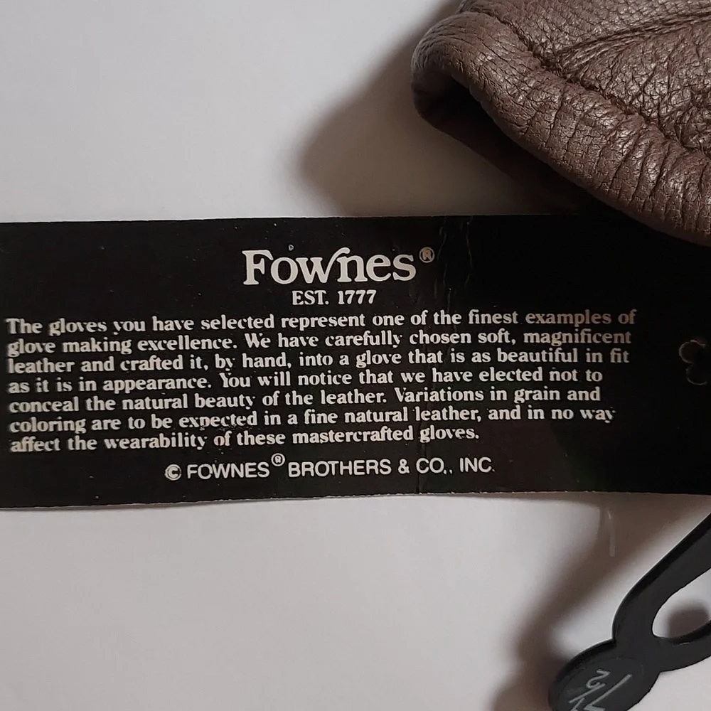 Fownes Leather Gloves Taupe Brown Size 7.5